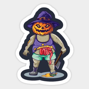 Zombie Hat Pumpkin Halloween Party Gift Axe T-Shirt Sticker